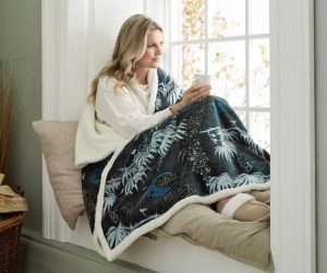 Peacocks Teal Heated Sherpa Throw – 140x180cm