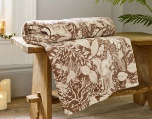Winter Forest Microfibre Printed Throw Umber