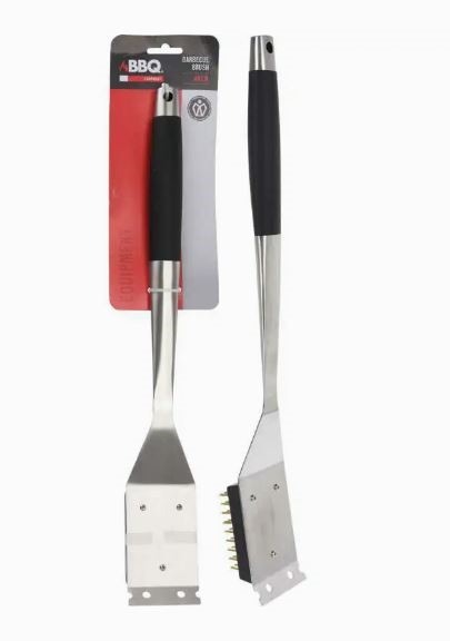 bbq brush stainless steel + grip handle