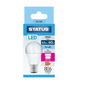 Status 8.5 Watt BC LED GLS Daylight Bulb 8.5SLGDB22P1B10