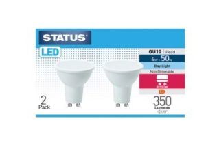 Status 4 Watt GU10 Daylight LED Bulb x 2 4SLGU10DP2B10