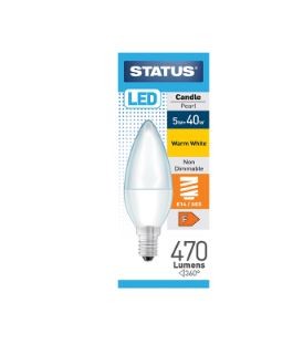 5w 470 lumens  Status  LED Candle SES Pearl Warm White