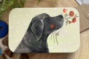 Labrador and Flowers Small Rectangle Tin