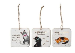 Cool Cat 6 Assorted Ceramic Hangers