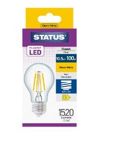 11w = 100w = 1521 lumens status filament led a70 gls es