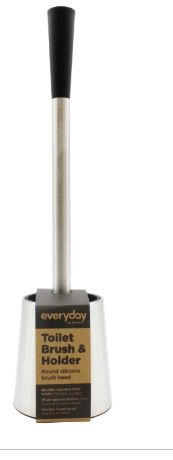 STAINLESS STEEL TOILET SET ROUND SILICONE BRUSH