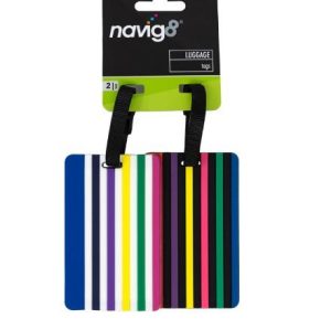TRAVEL LUGGAGE TAGS COLOUR STRIPE 2PK