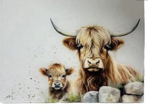 Glass Worktop Saver Highland Cow