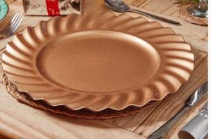 Festive DecorPlate, Gold Swirl – 33cm