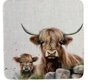 Coasters x 6 Highland Cow