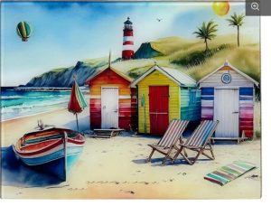 Glass Worktop Saver Beach Huts